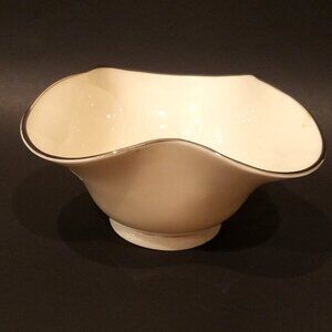 Vintage Lenox Century Collection Ivory Scalloped Serving Bowl Silver Trim 5.5"